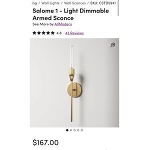 Set of 2 —- AllModern Salome 1 - Light Dimmable Armed Sconce